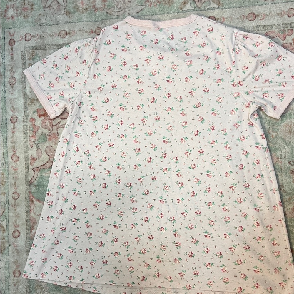 Floral Pink night time pj top/shirt - Picture 3 of 3